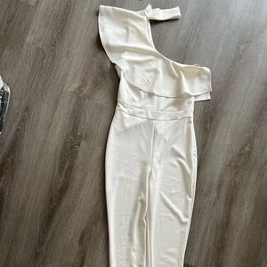 White ruffled off the shoulder romper